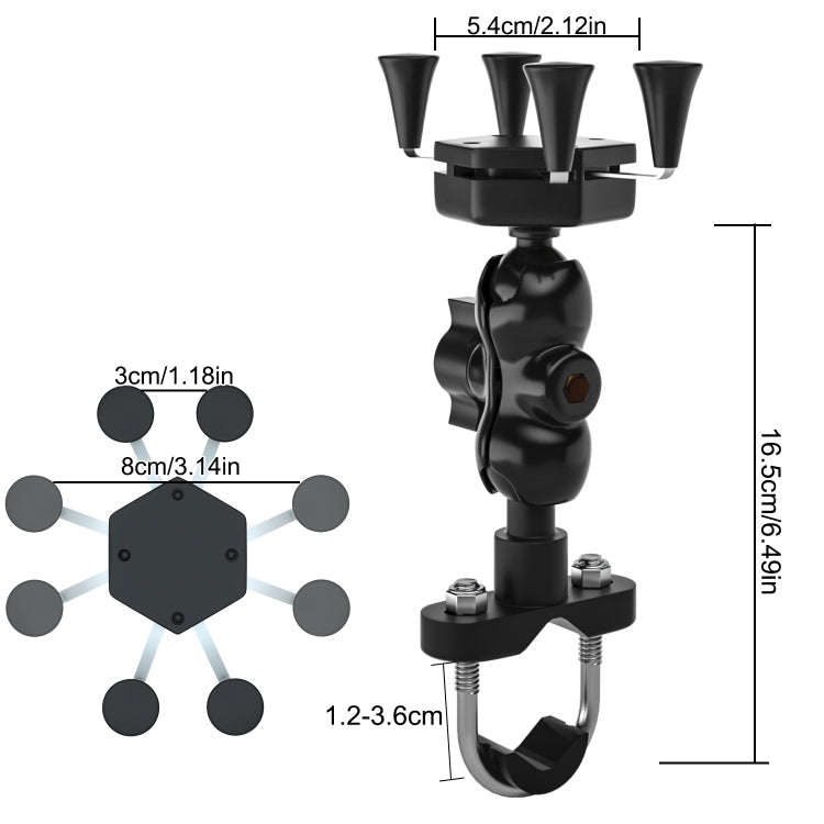WUPP CS-1133A1 Motorcycle Four-claw X Shape Adjustable Mobile Phone Holder Bracket, Double Tap Bu...