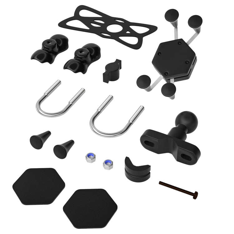 WUPP CS-1133A1 Motorcycle Four-claw X Shape Adjustable Mobile Phone Holder Bracket, Double Tap Bu...