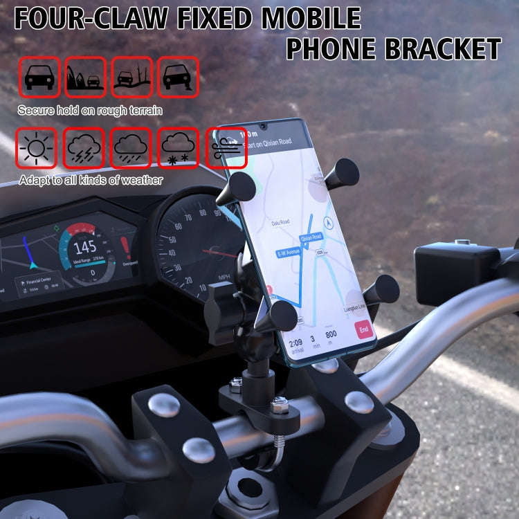 WUPP CS-1133A1 Motorcycle Four-claw X Shape Adjustable Mobile Phone Holder Bracket, Double Tap Bu...