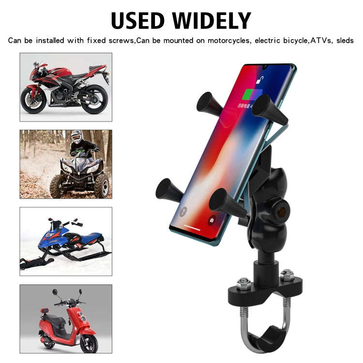 WUPP CS-1133A1 Motorcycle Four-claw X Shape Adjustable Mobile Phone Holder Bracket, Double Tap Bu...