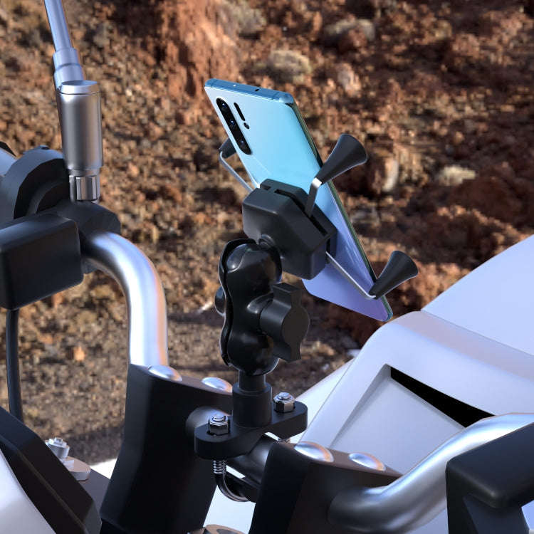 WUPP CS-1133A1 Motorcycle Four-claw X Shape Adjustable Mobile Phone Holder Bracket, Double Tap Bu...