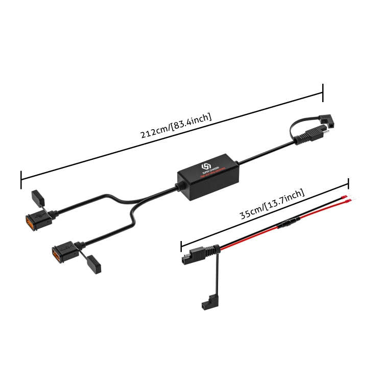 WUPP CS-1186A1 Motorcycle SAE Dual USB Fast Charging Charger
