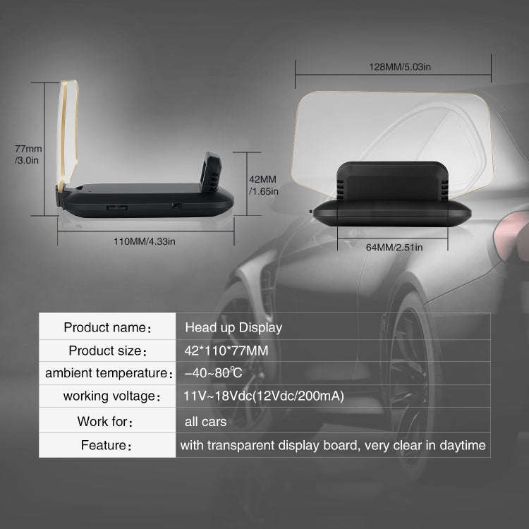 C1 OBD2 + GPS Mode Car HUD Head-up Display Compass / Speed / Water Temperature / Voltage Display ...