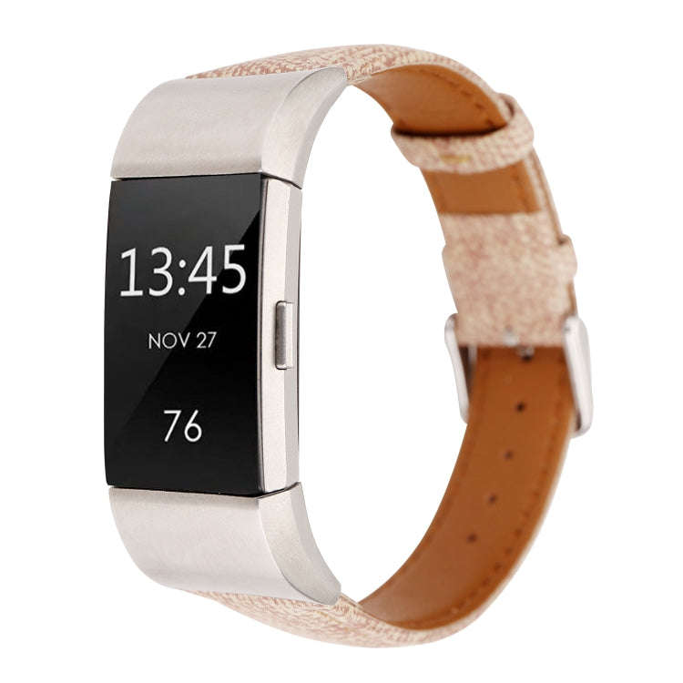 For Fitbit Charge 2 Cowboy Texture Leather Watch Band(Pink)