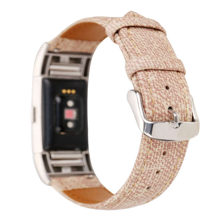 For Fitbit Charge 2 Cowboy Texture Leather Watch Band(Pink)