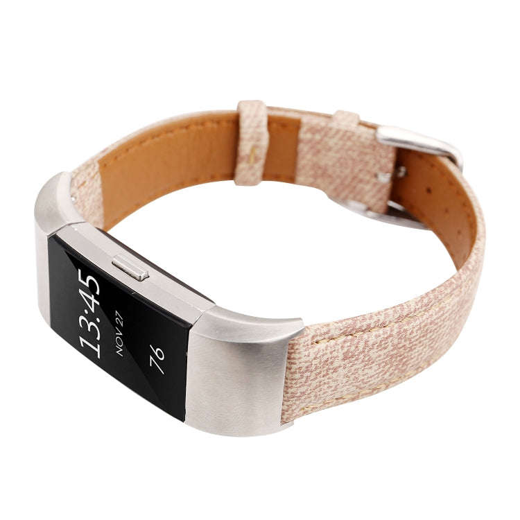 For Fitbit Charge 2 Cowboy Texture Leather Watch Band(Pink)