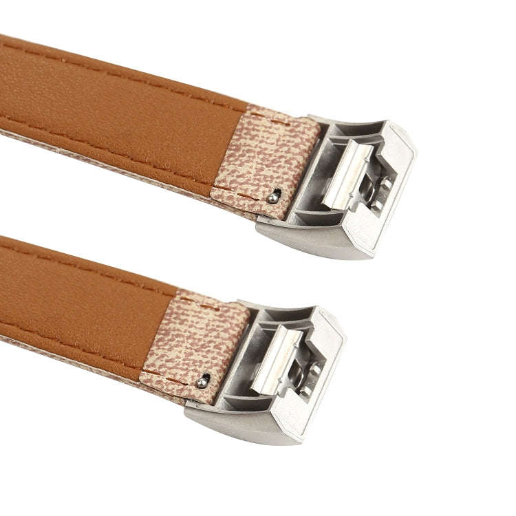 For Fitbit Charge 2 Cowboy Texture Leather Watch Band(Dark Blue)