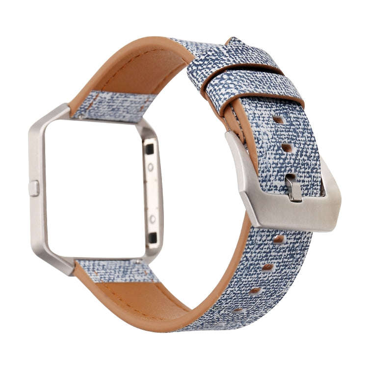 For Fitbit Blaze Cowboy Texture Leather Watch Band(Light Blue)