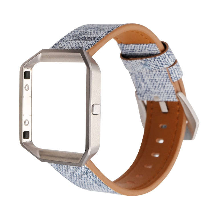 For Fitbit Blaze Cowboy Texture Leather Watch Band(Light Blue)