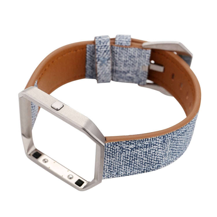 For Fitbit Blaze Cowboy Texture Leather Watch Band(Light Blue)