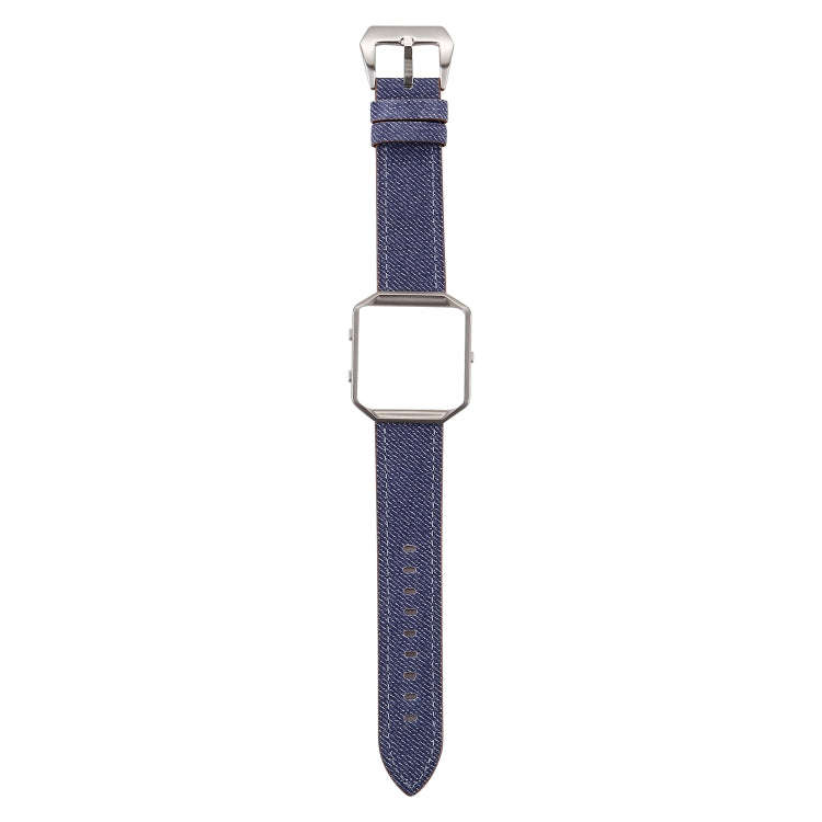 For Fitbit Blaze Cowboy Texture Leather Watch Band(Dark Blue)