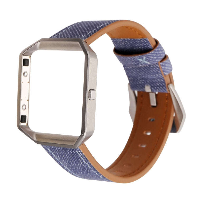 For Fitbit Blaze Cowboy Texture Leather Watch Band(Dark Blue)