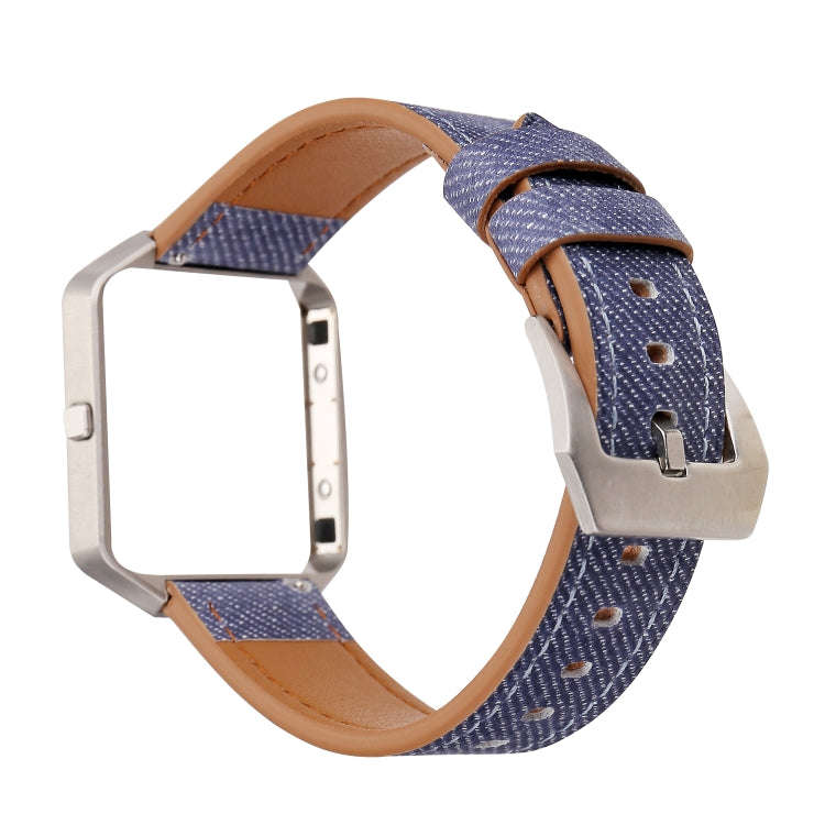 For Fitbit Blaze Cowboy Texture Leather Watch Band(Dark Blue)