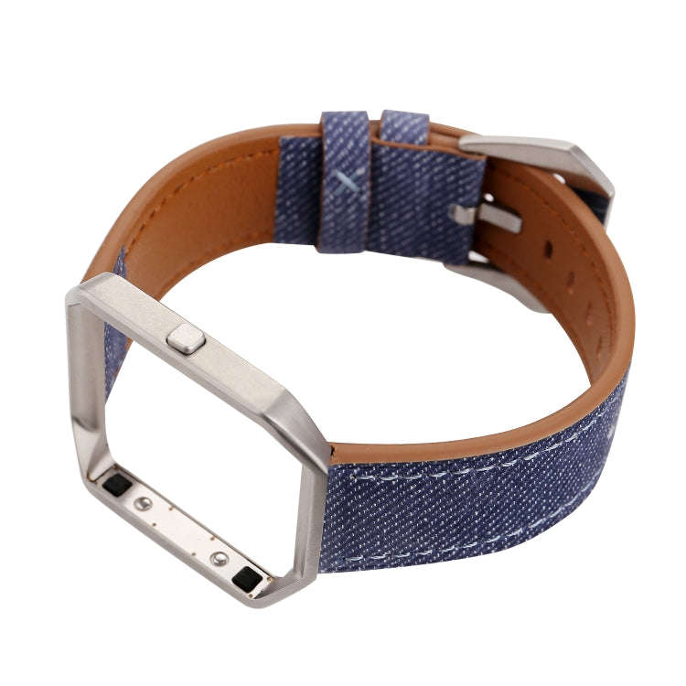 For Fitbit Blaze Cowboy Texture Leather Watch Band(Dark Blue)