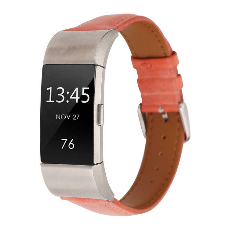 For Fitbit Charge 2 Fresh Style Leather Watch Band(Orange)
