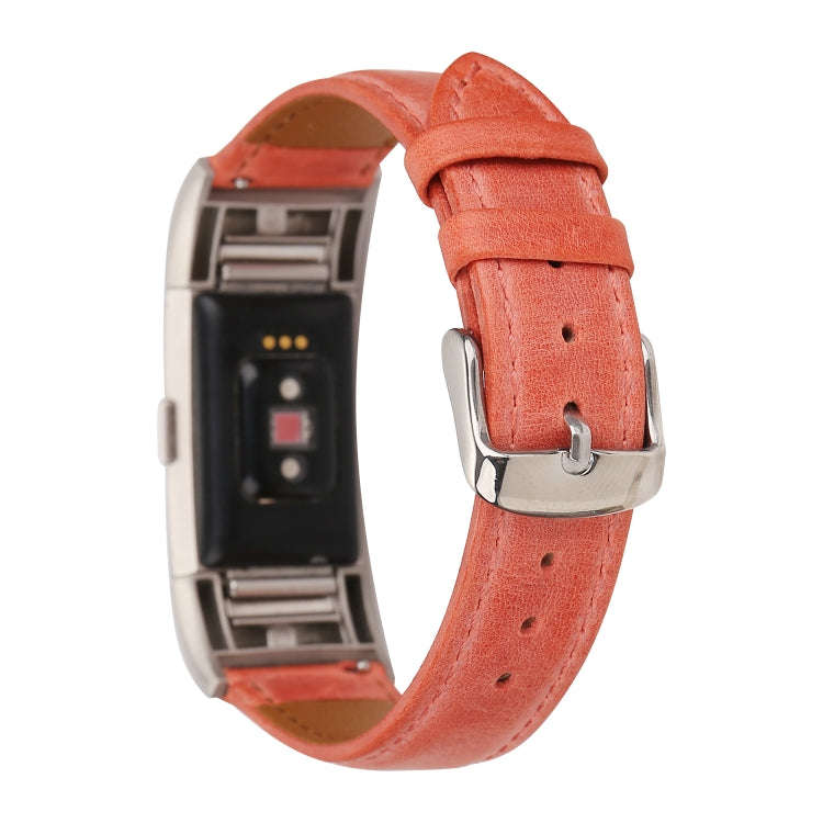 For Fitbit Charge 2 Fresh Style Leather Watch Band(Orange)