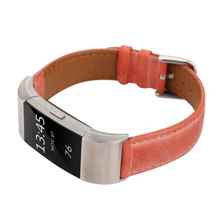 For Fitbit Charge 2 Fresh Style Leather Watch Band(Orange)