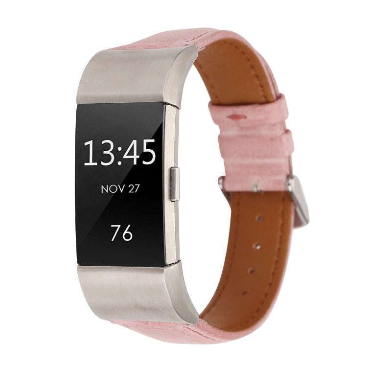 For Fitbit Charge 2 Fresh Style Leather Watch Band(Pink)