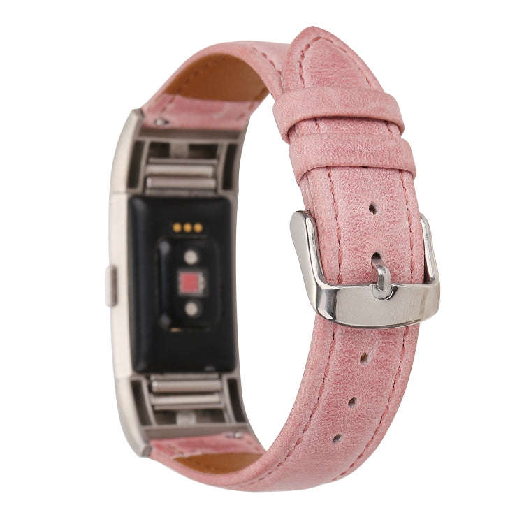 For Fitbit Charge 2 Fresh Style Leather Watch Band(Pink)