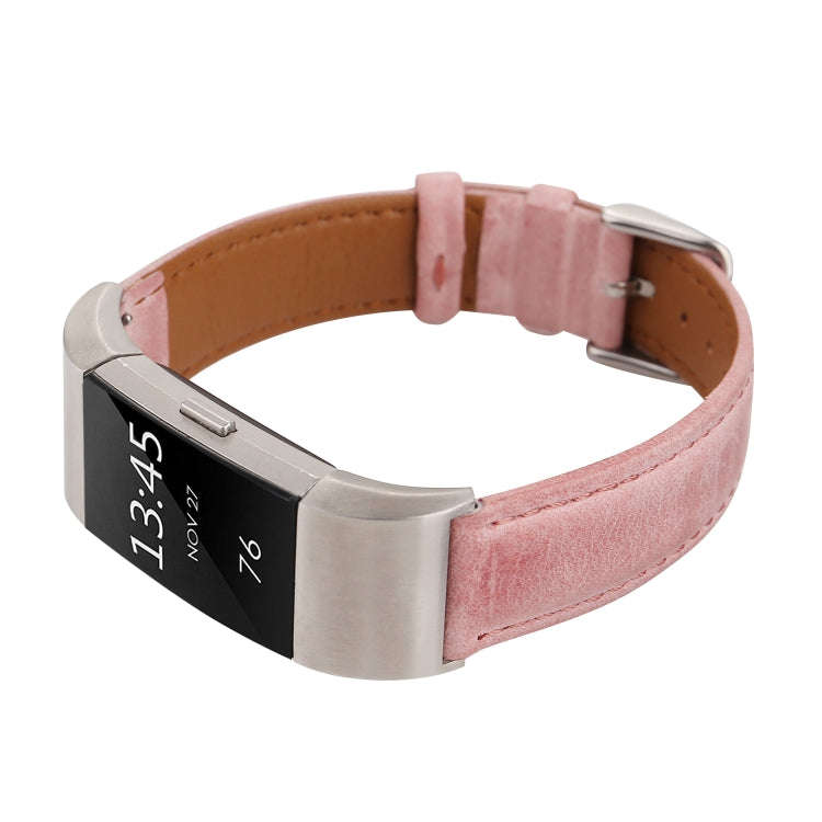 For Fitbit Charge 2 Fresh Style Leather Watch Band(Pink)