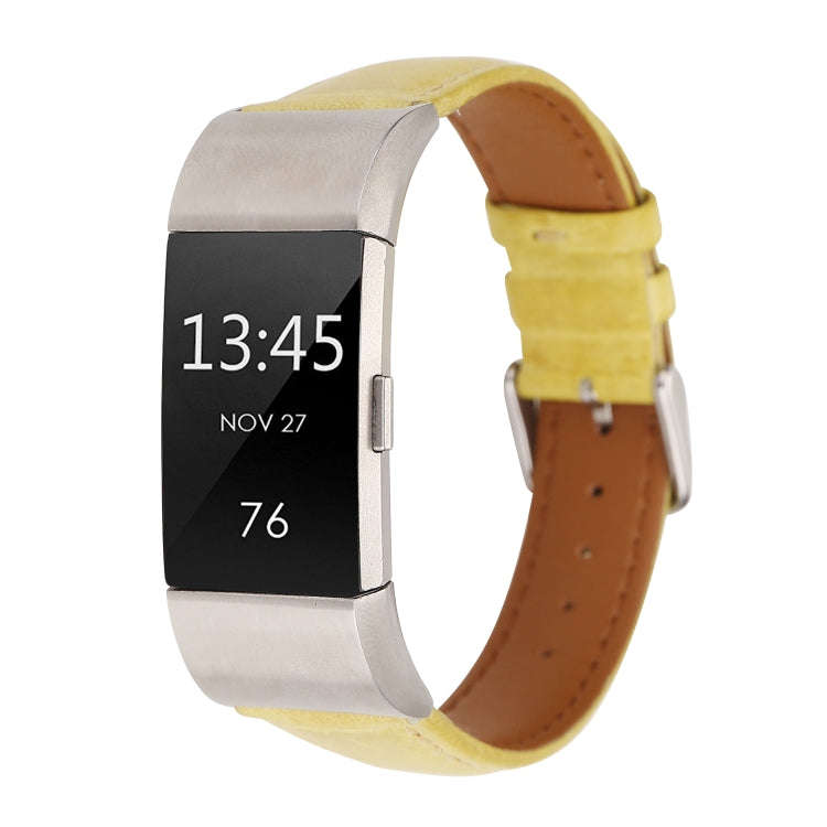 For Fitbit Charge 2 Fresh Style Leather Watch Band(Yellow)