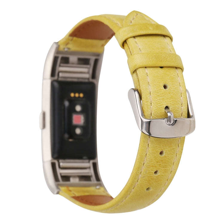 For Fitbit Charge 2 Fresh Style Leather Watch Band(Yellow)