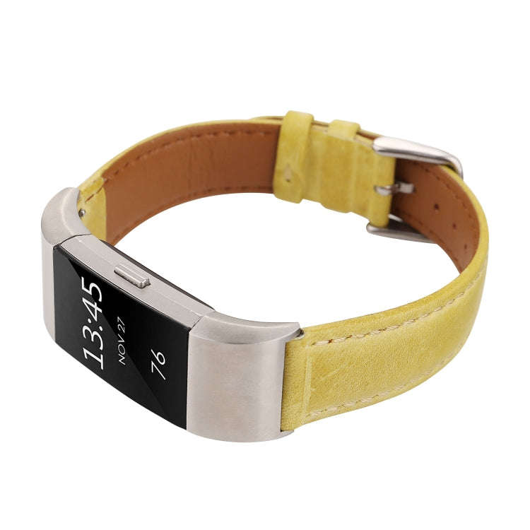 For Fitbit Charge 2 Fresh Style Leather Watch Band(Yellow)