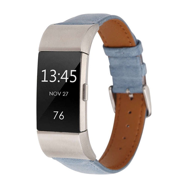 For Fitbit Charge 2 Fresh Style Leather Watch Band(Blue)
