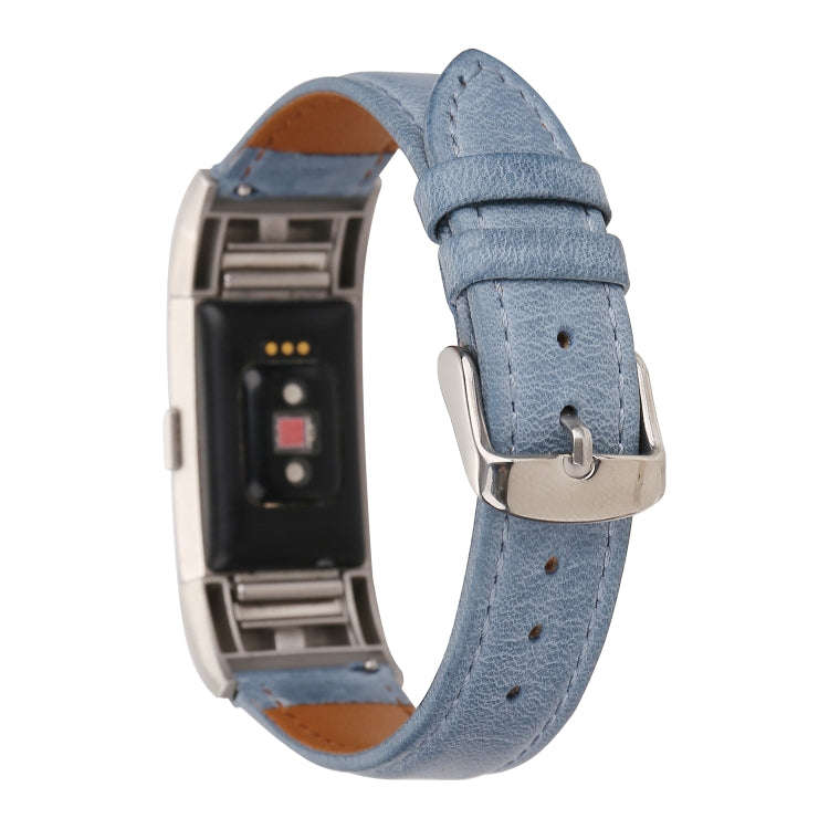 For Fitbit Charge 2 Fresh Style Leather Watch Band(Blue)