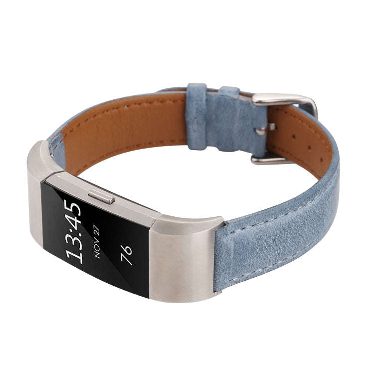 For Fitbit Charge 2 Fresh Style Leather Watch Band(Blue)