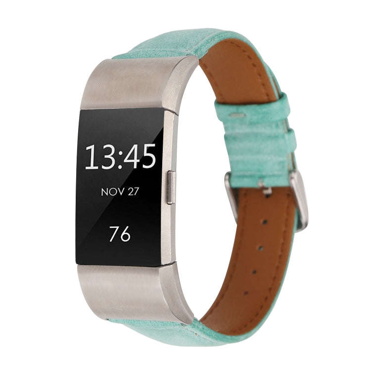 For Fitbit Charge 2 Fresh Style Leather Watch Band(Green)