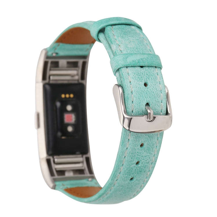 For Fitbit Charge 2 Fresh Style Leather Watch Band(Green)