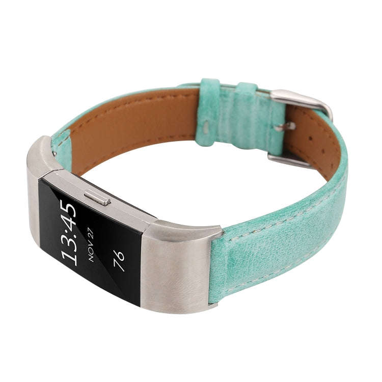 For Fitbit Charge 2 Fresh Style Leather Watch Band(Green)