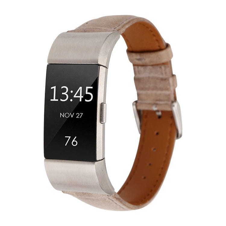 For Fitbit Charge 2 Fresh Style Leather Watch Band(Brown)