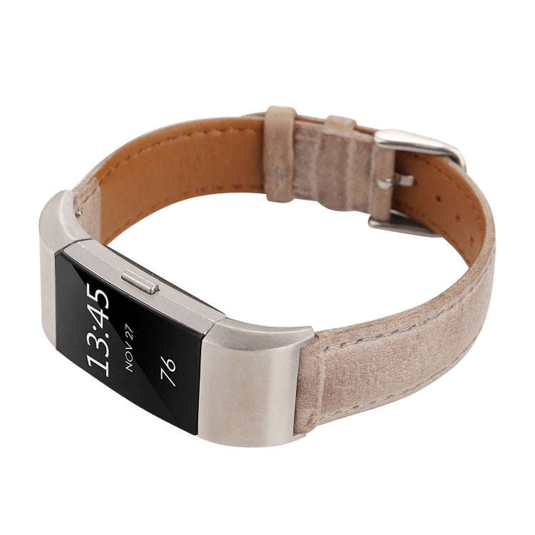 For Fitbit Charge 2 Fresh Style Leather Watch Band(Brown)