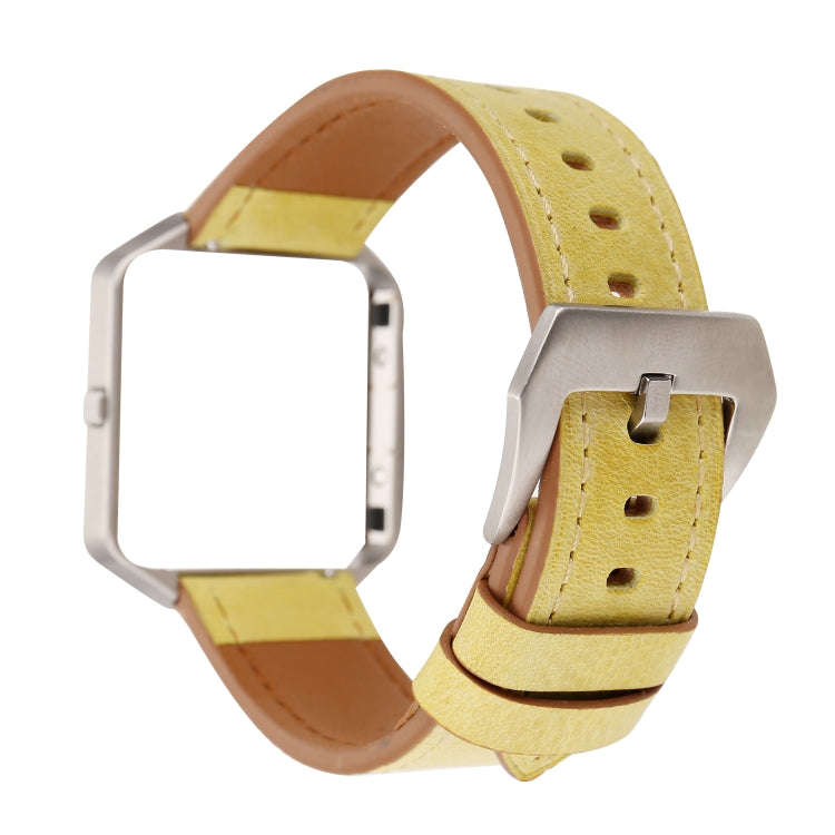 For Fitbit Blaze Fresh Style Leather Watch Band(Yellow)