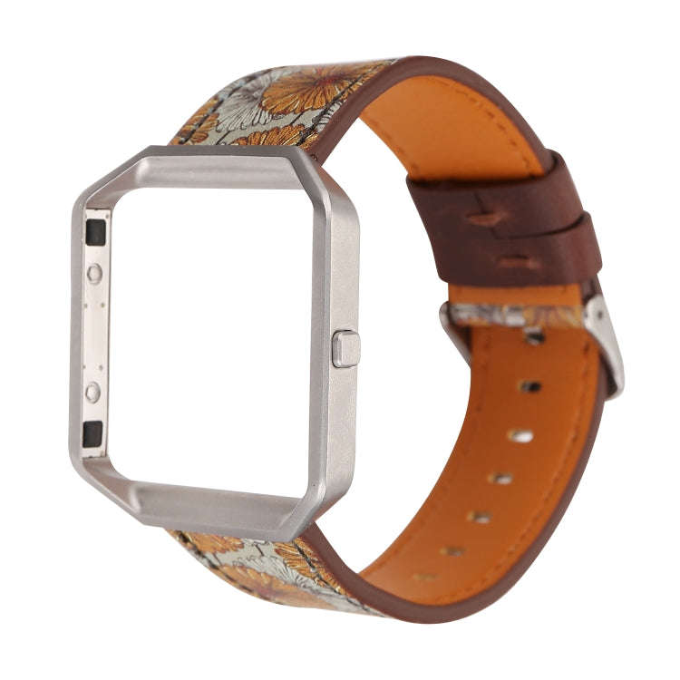 For Fitbit Blaze Retro Flowers Series Leather Watch Band(Chrysanthemum)