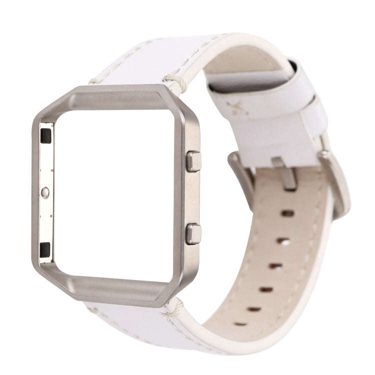 For Fitbit Blaze Calf Leather Watch Band(White)