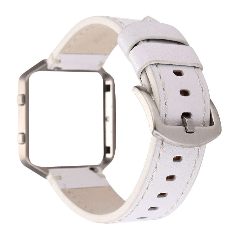 For Fitbit Blaze Calf Leather Watch Band(White)