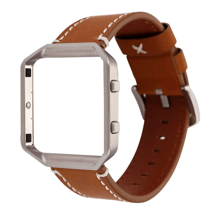 For Fitbit Blaze Calf Leather Watch Band(Brown)
