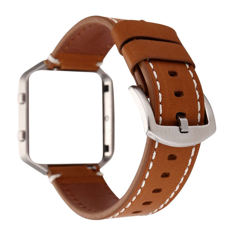 For Fitbit Blaze Calf Leather Watch Band(Brown)