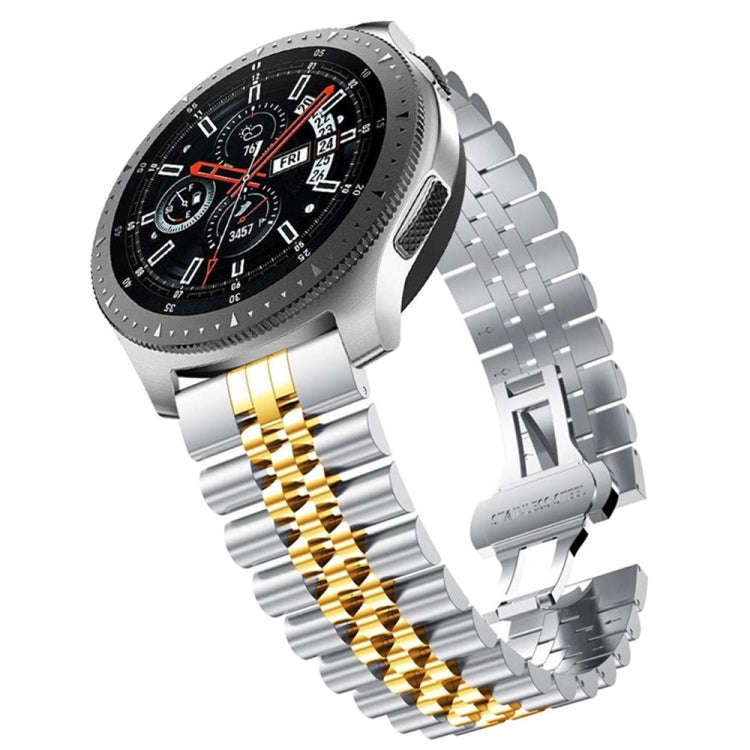 20mm For Samsung Galaxy Watch 3 41mm Five Beads Steel Watch Band(Silver Gold)