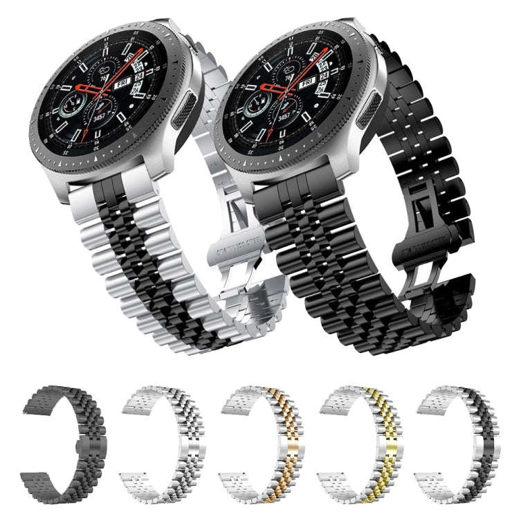 22mm For Samsung Galaxy Watch 3 45mm Five Beads Steel Watch Band(Silver)