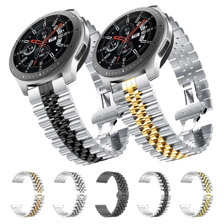 22mm For Amazfit GTR 42mm Five Beads Steel Watch Band(Silver Rose Gold)