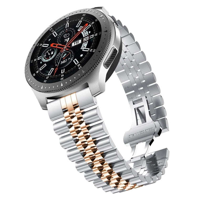 22mm For Huawei Watch GT 2 46mm / GT 2 Pro / GT 2e Five Beads Steel Watch Band(Silver Rose Gold)