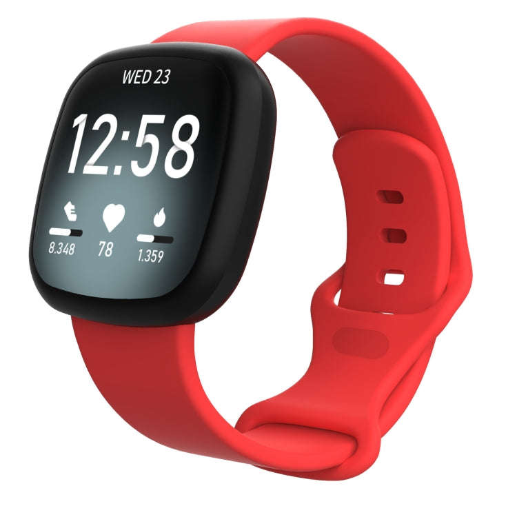 For Fitbit Versa 3 / Sense Silicone Watch Band, Size: S(Red)