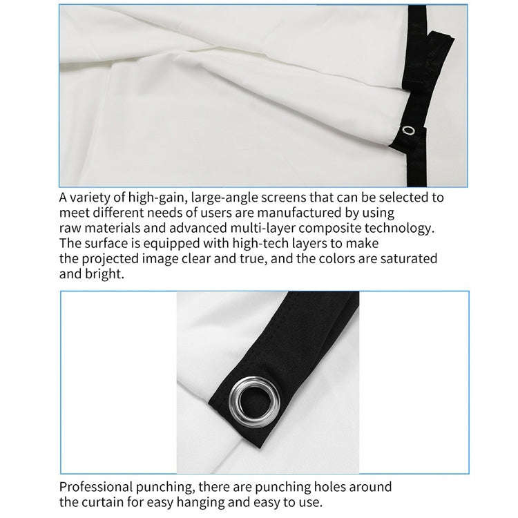 Simple Folding Thin Polyester Projector Film Curtain, Size:84 inch (4:3) Projection Area: 172x125cm