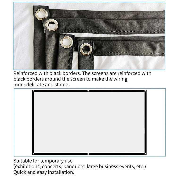 Simple Folding Thin Polyester Projector Film Curtain, Size:84 inch (4:3) Projection Area: 172x125cm