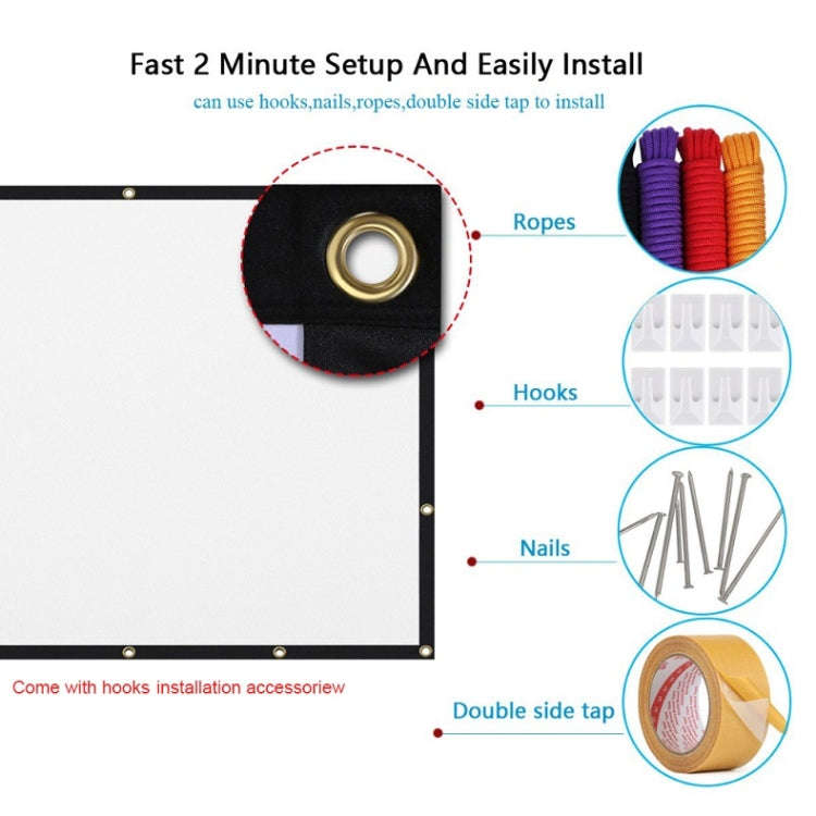 Simple Folding Thin Polyester Projector Film Curtain, Size:84 inch (4:3) Projection Area: 172x125cm
