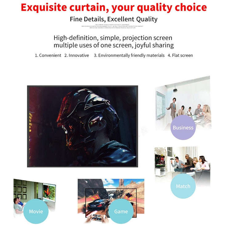 Simple Folding Thin Polyester Projector Film Curtain, Size:84 inch (4:3) Projection Area: 172x125cm